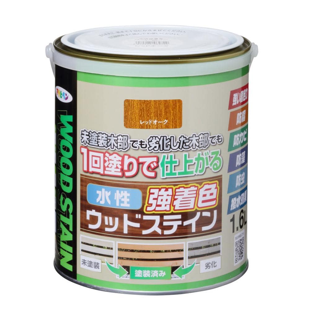 アサヒペン　水性強着色ウッドステイン　レッドオーク　１．６Ｌ