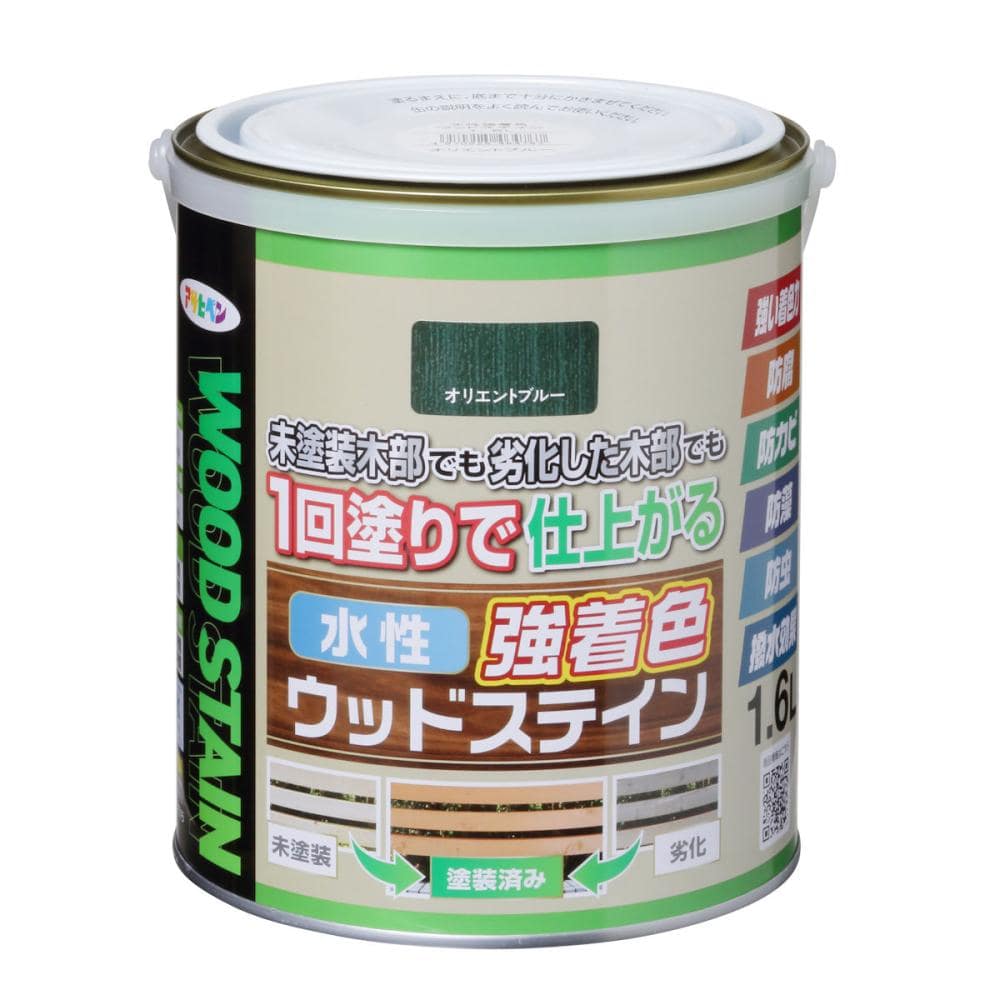 アサヒペン　水性強着色ウッドステイン　オリエントブルー　１．６Ｌ