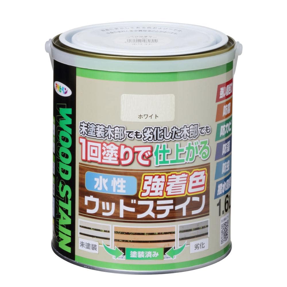 アサヒペン　水性強着色ウッドステイン　ホワイト　１．６Ｌ