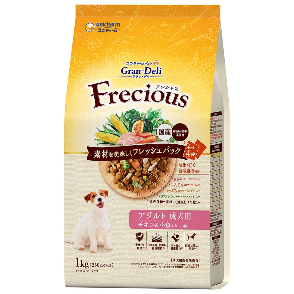 ユニ・チャーム　グラン・デリ　フレシャス　成犬用　チキン＆小魚入り　１ｋｇ