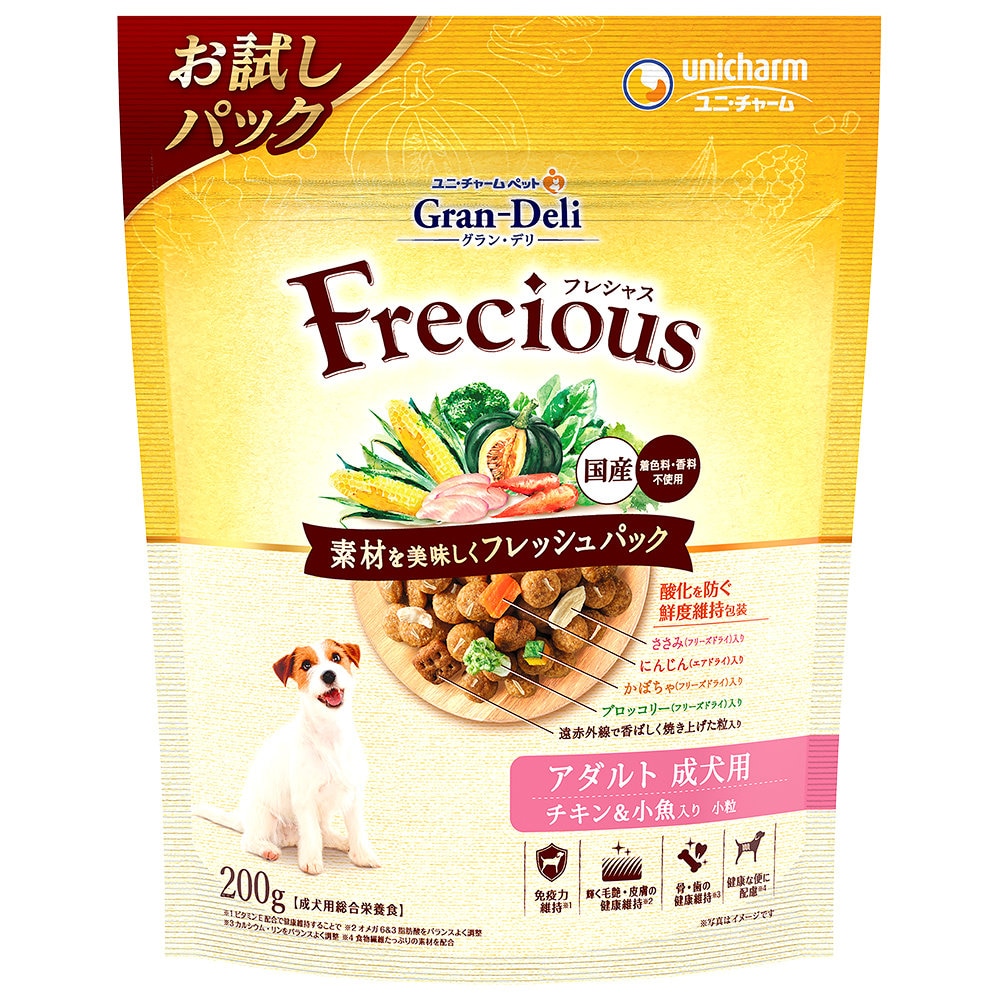 ユニ・チャーム　グラン・デリ　フレシャス　成犬用　チキン＆小魚入り　２００ｇ