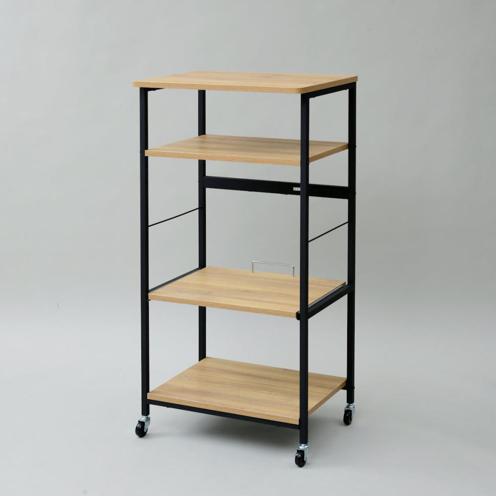 ＹＡＭＡＺＥＮ（山善）　デザインレンジラック　ワイド５７Ｗ　ハイタイプ　オーク／サンドブラック　ＤＲＷ－Ｗ＆Ｈ　ＯＡＫ／ＳＢＫ