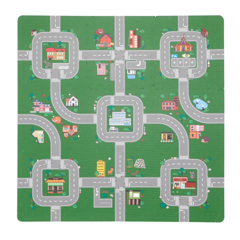 アテーナライフ　ジョイントマット　パズルシティ　９枚入り　縁付き　約０．４畳