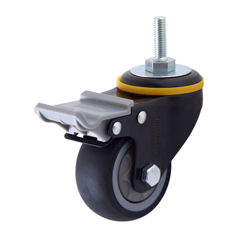 ドウシシャ　ルミナス　ネジ式エラストマーキャスター　車輪径７．５ｃｍ　ストッパー付き　２個セット　Ｌ７５ＥＳ－ＢＫＮ２