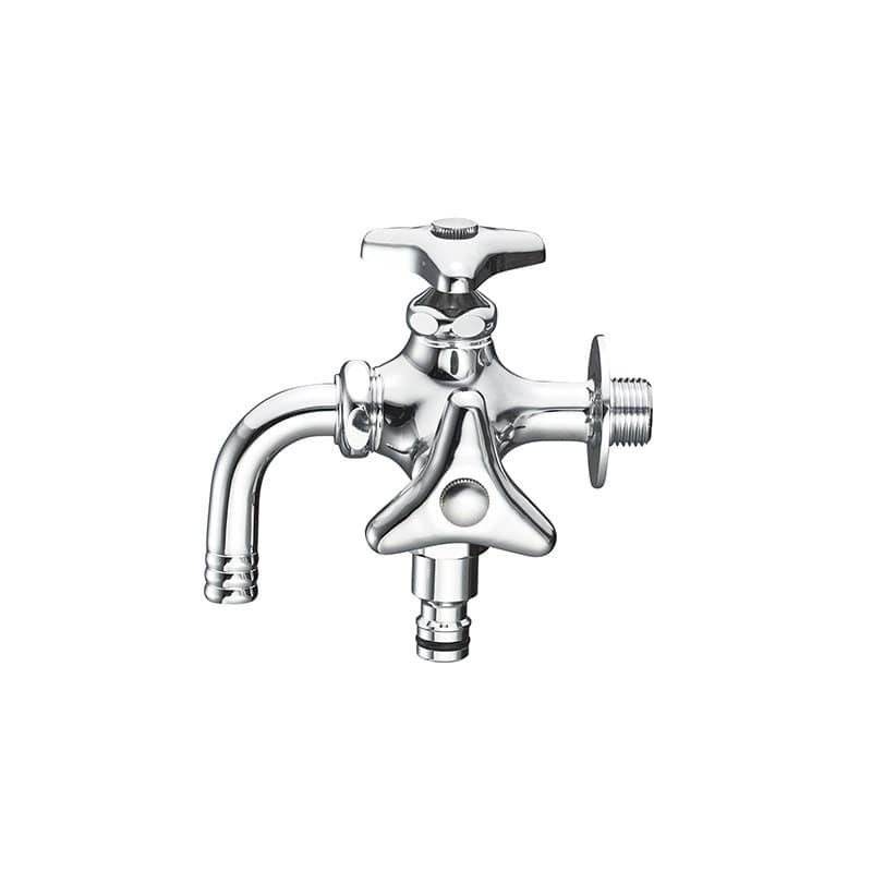 ＳＡＮＥＩ（サンエイ）　散水用二口横水栓　散水ホースとワンタッチ接続　Ｆ１２６Ｖ－１３