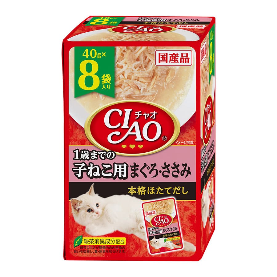 いなば　ＣＩＡＯ（チャオ）パウチ　１歳までの子ねこ用　まぐろ・ささみ　４０ｇ×８袋入り