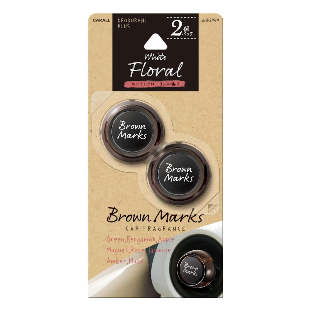 晴香堂　ブラウンマークスクリップ　ホワイトフローラル　２個入り　３４４４