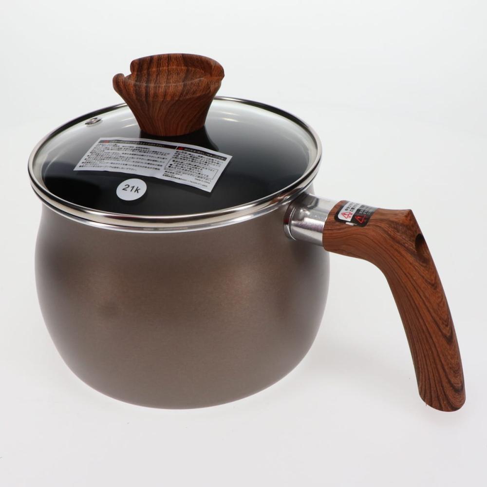 アテーナライフ　ふっ素加工マルチポット　ＩＨ対応　２．５Ｌ　ブラウン