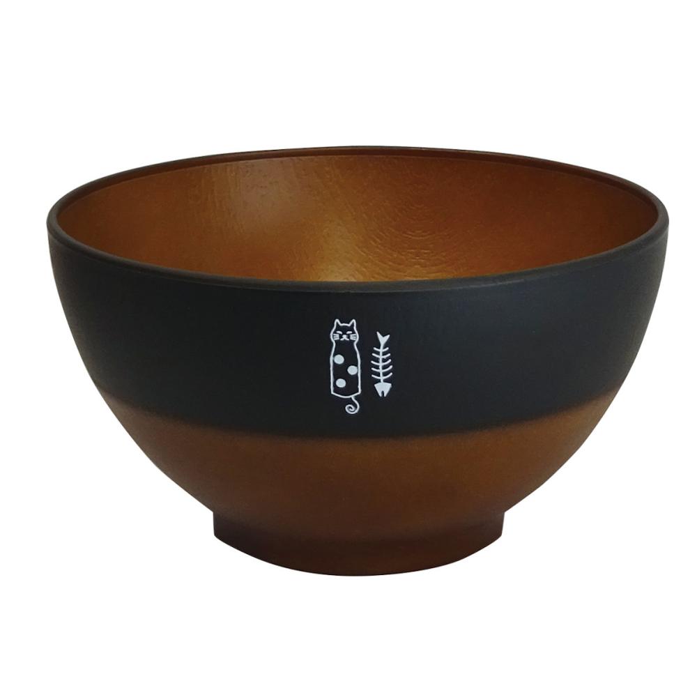 田中箸店　おとぼけ猫ボウル　レンジ対応　ブラック