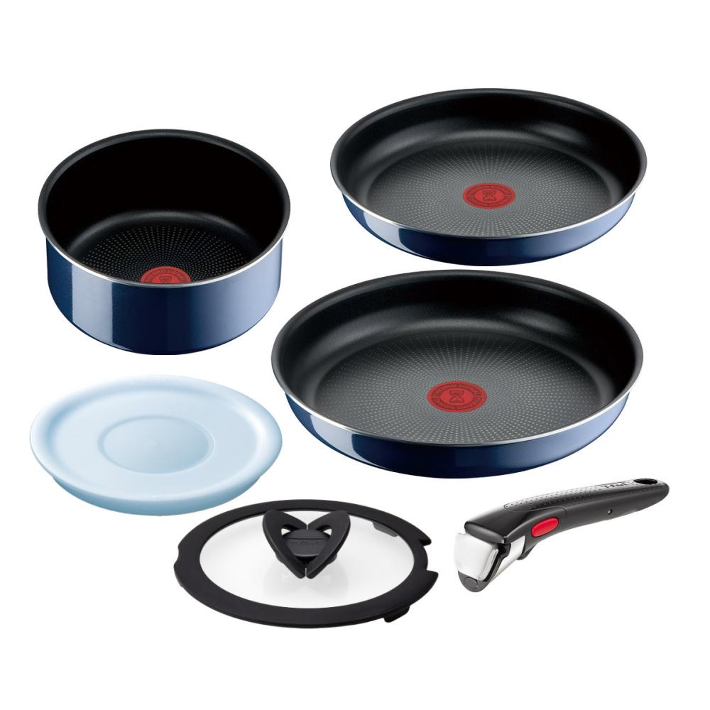 ティファール　インジニオ・ネオ　ロイヤルブルー・インテンス　ガス火専用　取っ手のとれるフライパン・鍋　６点セット