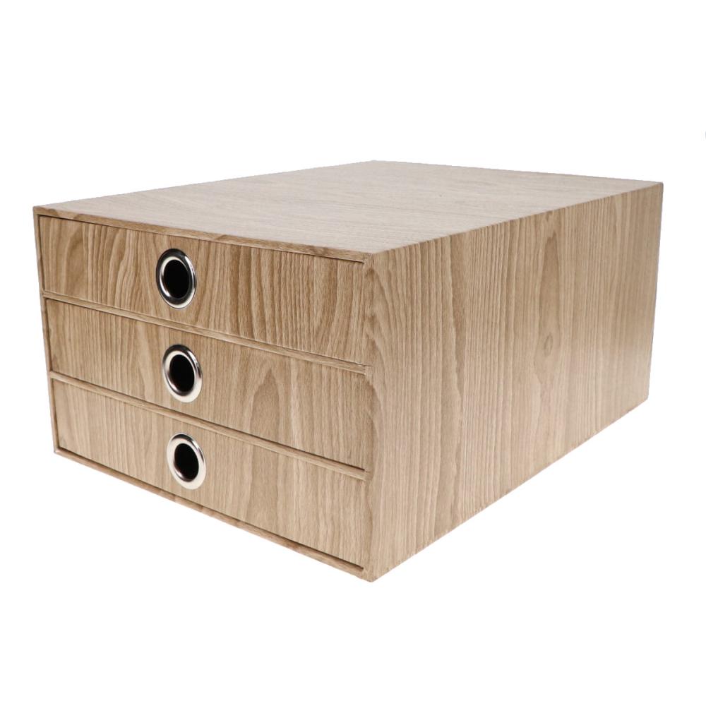 Ｌ’ＣＲＥＳＴ（ルクレスト）　木目調キャビネット３段　ナチュラル