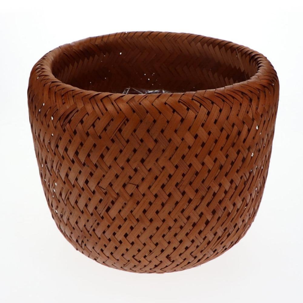 バンブー鉢カバー　Ｍ　１９ｃｍ　ブラウン