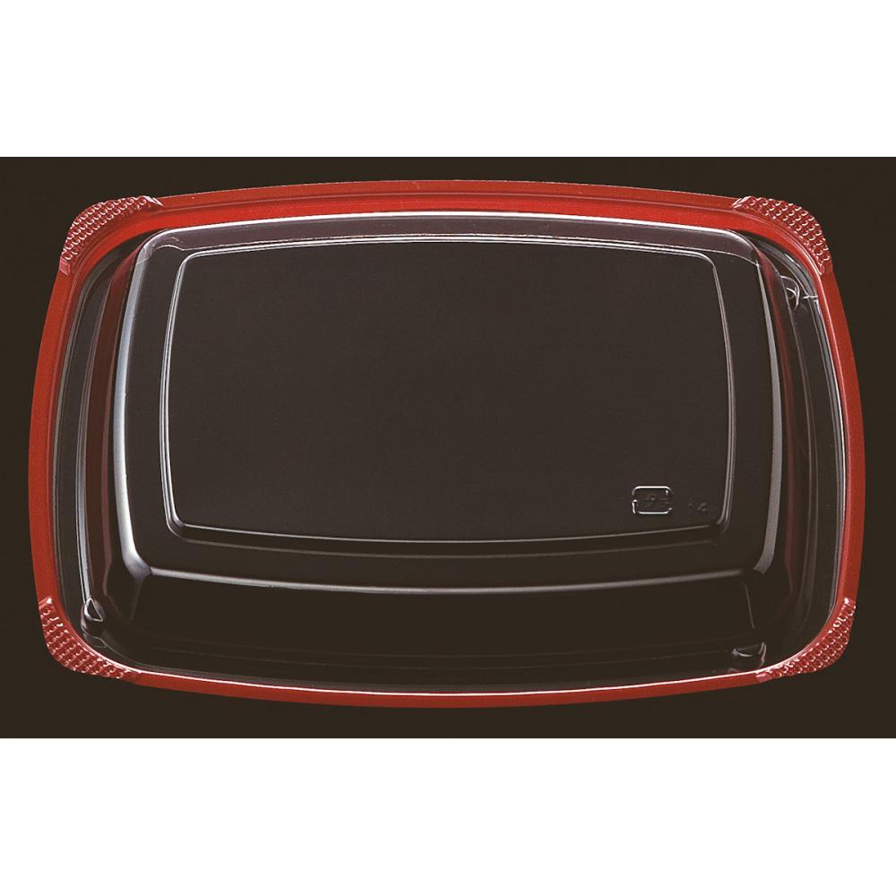 エフピコチューパ　丼容器　蓋　４３０ｃｃ用　フチ赤透明　５０個入り　ＭＳ－デリカ  大  内嵌合蓋  フチ赤