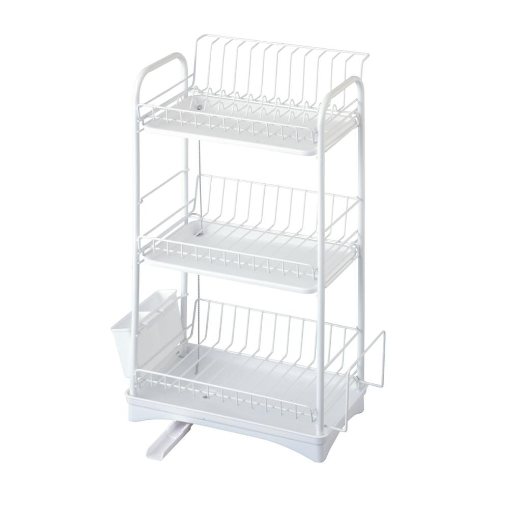 アテーナライフ　縦でも横でも使える水切りラック　３段　スリム　幅３７×高さ５９×奥行２３ｃｍ