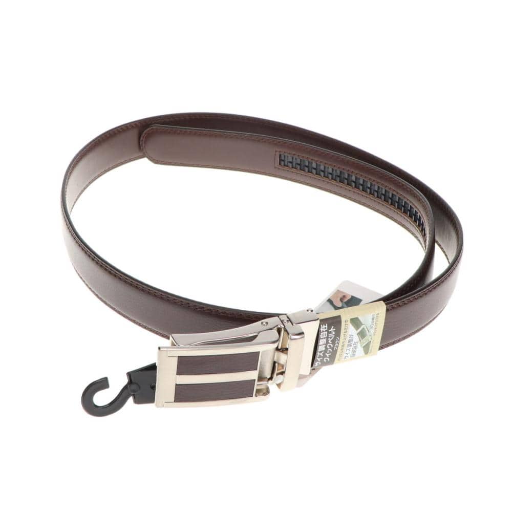 你的品牌名　サイズ調整自在クイックベルト　スリットバックル　ブラウン