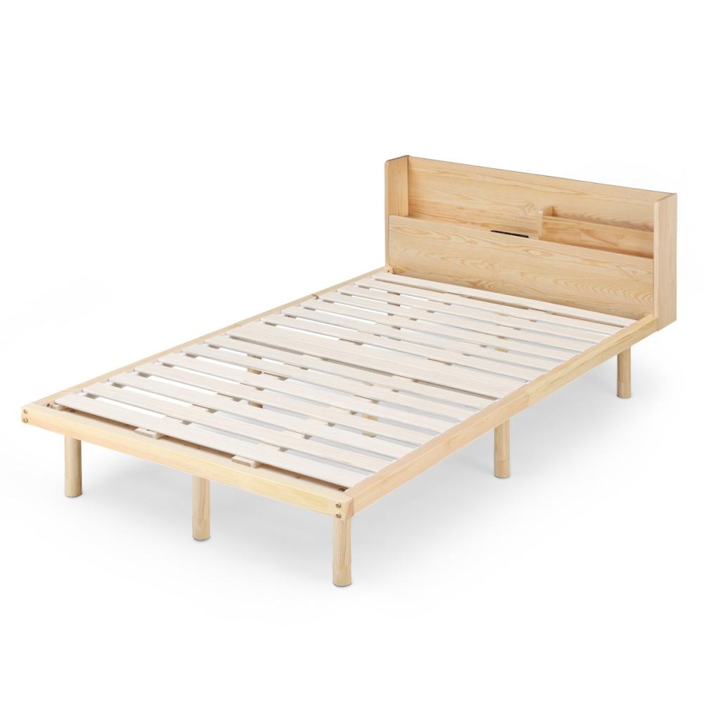 宮付き高耐荷重すのこベッド　コンセント・ＵＳＢポート付き　セミダブル　ナチュラル　ＨＷＢＭ－ＳＤ