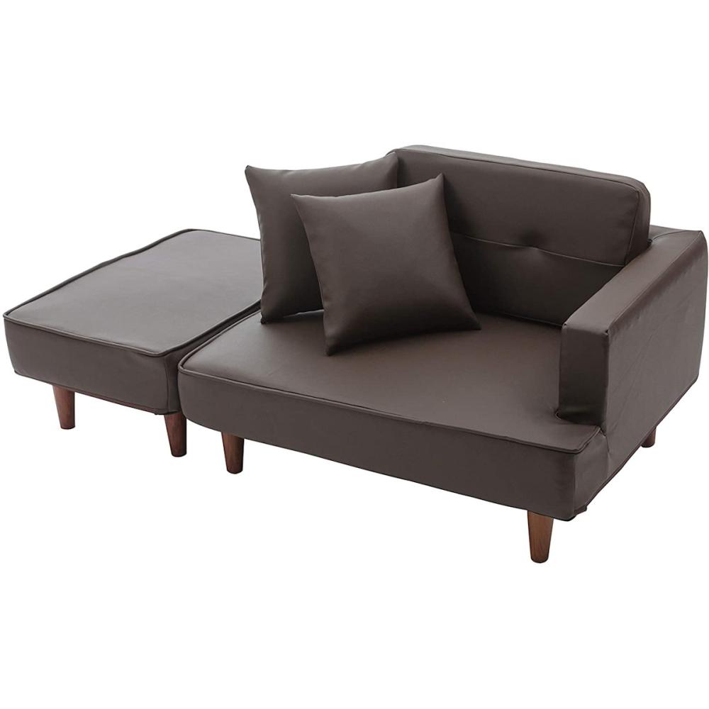 セルタン　オットマン付　カウチソファ　２人掛け　PVCブラウン　Ａ９６９ｐ－５９５ＢＲ