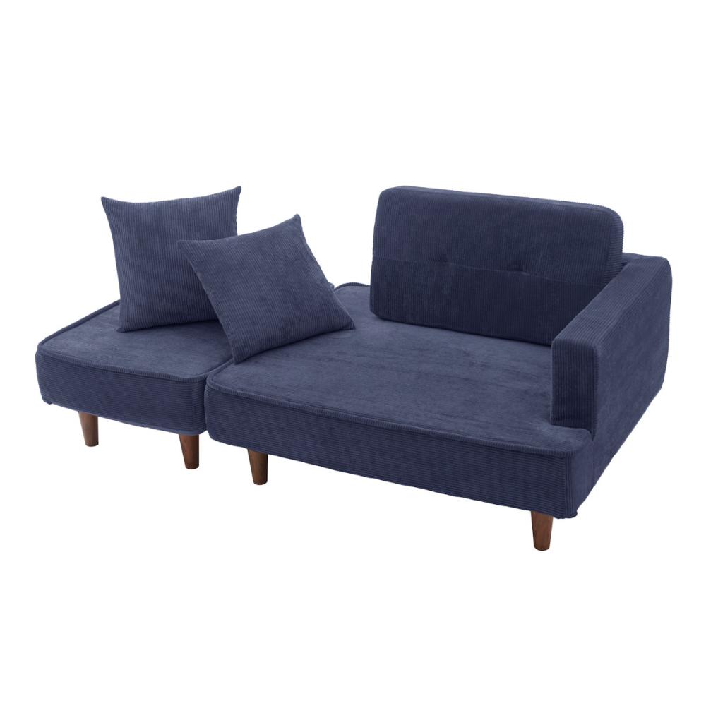 セルタン　オットマン付　カウチソファ　２人掛け　コーデュロイバイスブルー　Ａ９６９ｐ－６８５ＮＶＹ