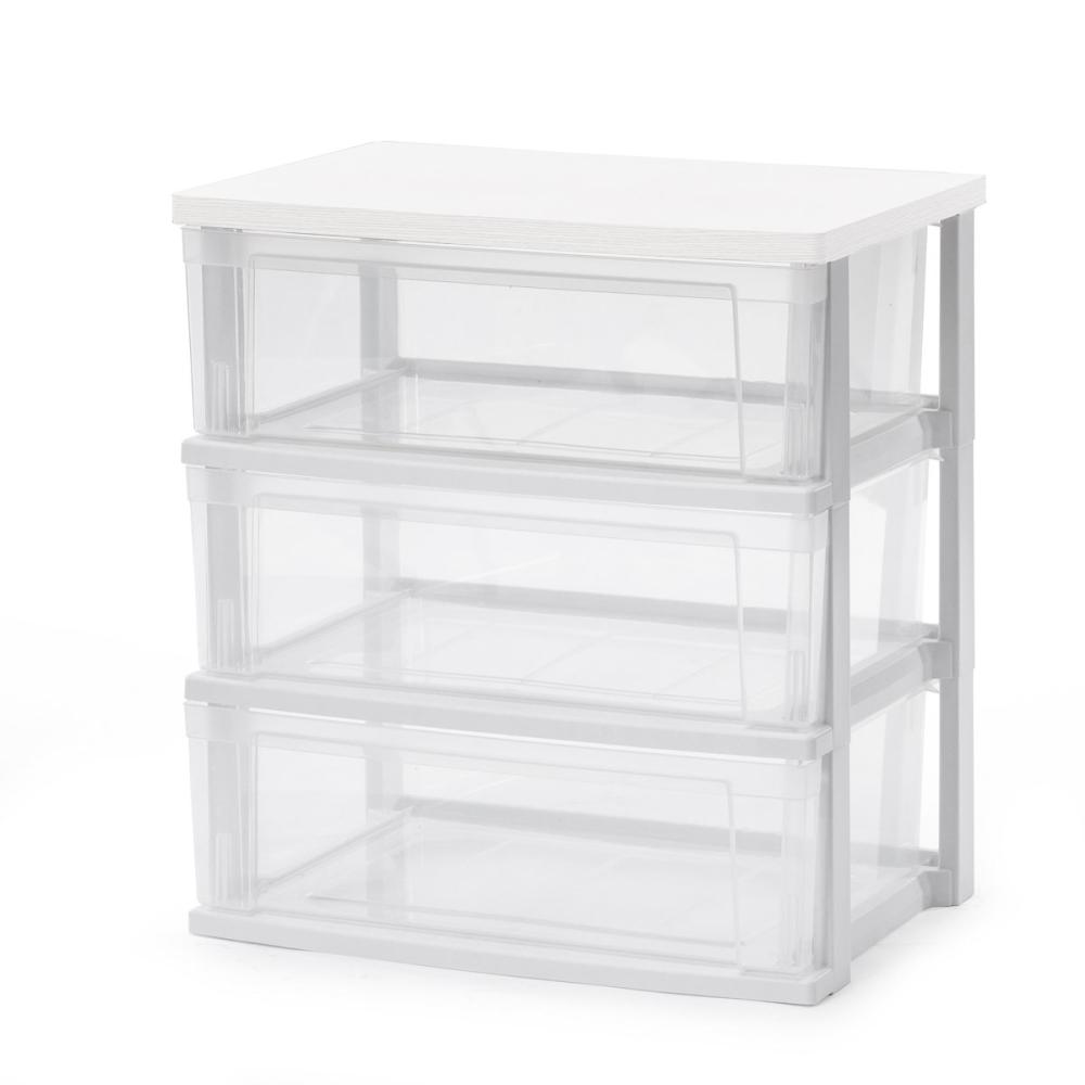 アイリスオーヤマ　ウッドトップチェスト　ホワイト／クリア　ＮＳＷ－５４３ＷＴ