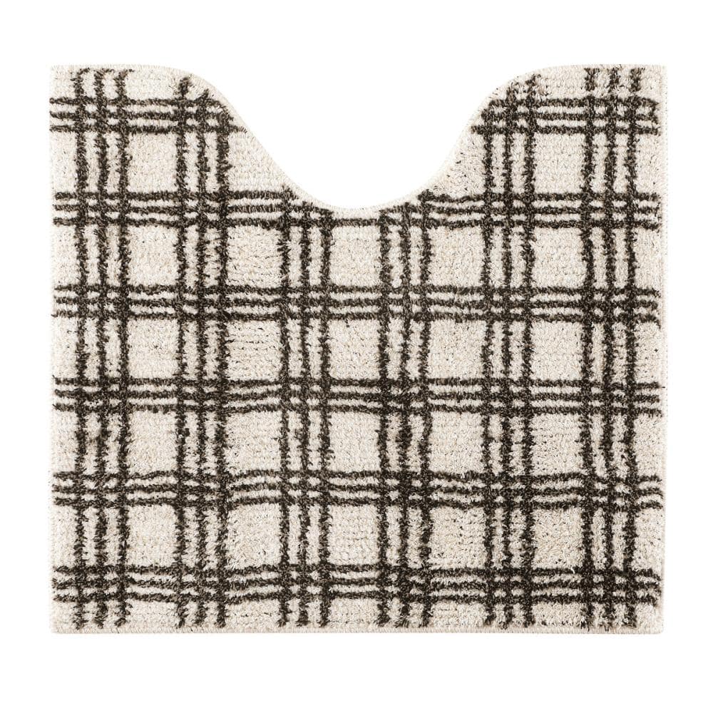 アテーナライフ　抗菌防臭トイレマット　ナチュラルチェック　アイボリー　６０×５５ｃｍ