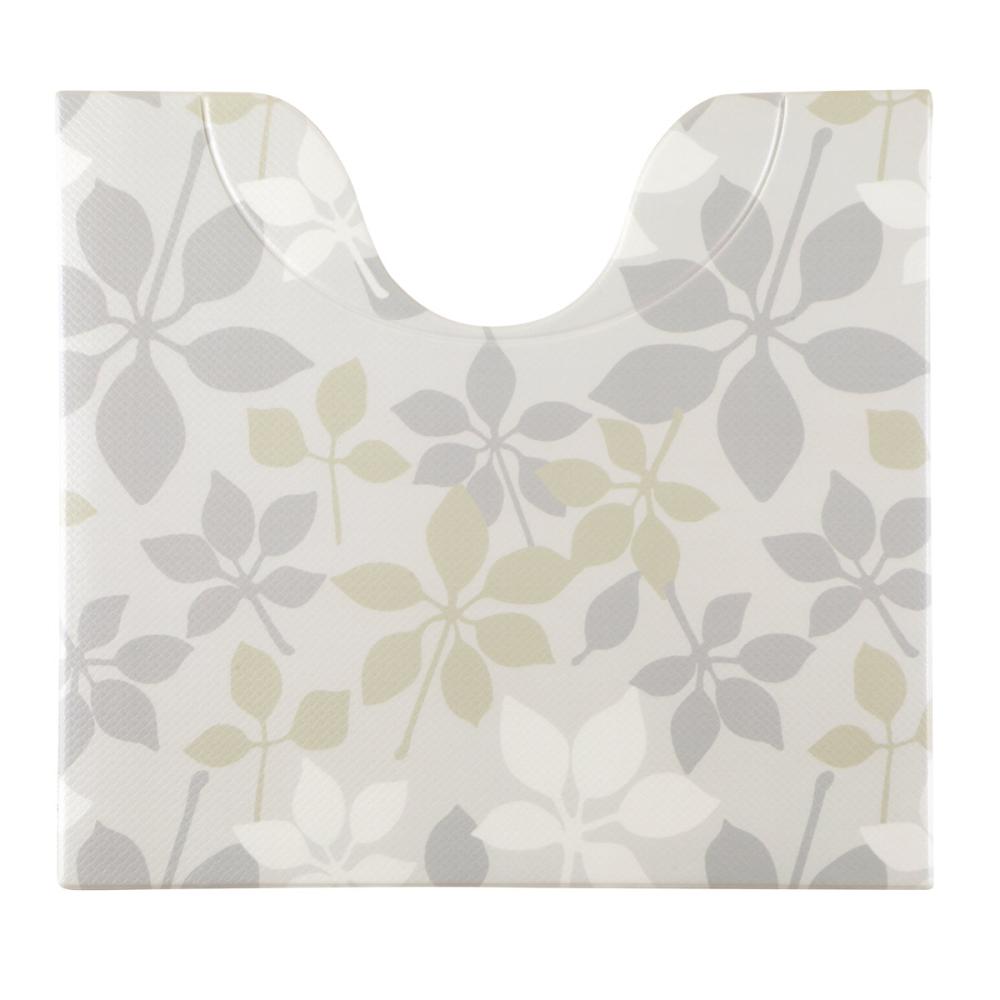 アテーナライフ　簡単お手入れトイレマット　抗菌防臭　リーフ　グレー　６０×５５ｃｍ