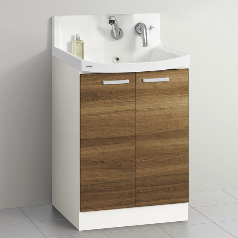 クリナップ　洗面台　ファンシオ　間口６００ｍｍ　高さ８００ｍｍ　開きタイプ　取手シルバー　扉色ブラウンチェリー　Ｌ６０ＴＮＴＣＷＣ３ＢＳＩ