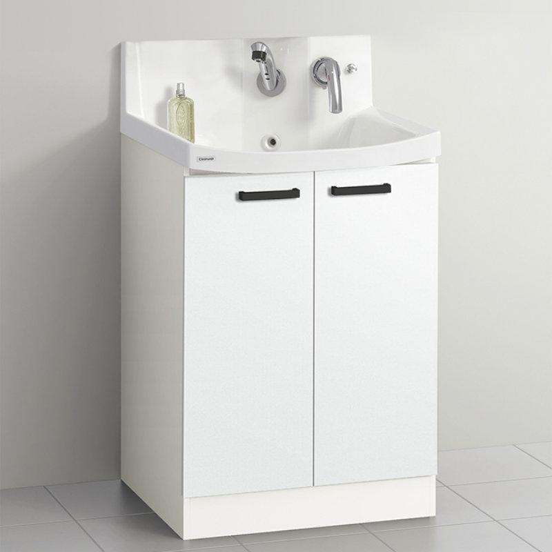 クリナップ　洗面台　ファンシオ　間口６００ｍｍ　高さ８５０ｍｍ　開きタイプ　取手ブラック　扉色スムースホワイト　Ｈ６０ＴＮＴＣＷＥＱＴＢＩ