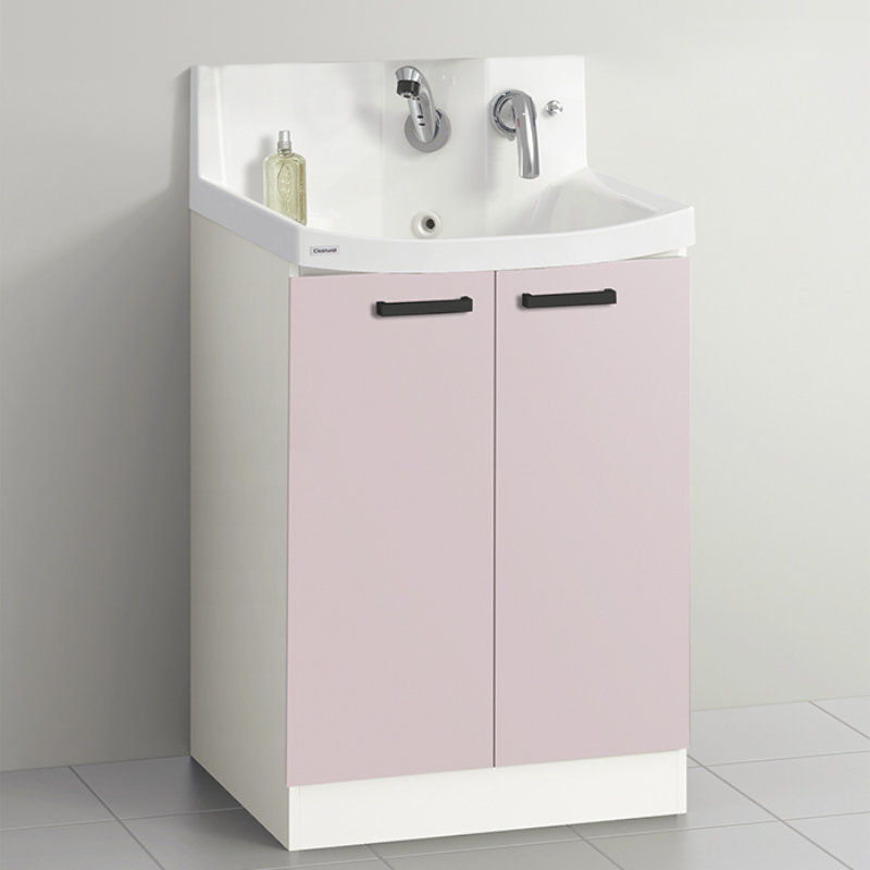 クリナップ　洗面台　ファンシオ　間口６００ｍｍ　高さ８５０ｍｍ　開きタイプ　取手ブラック　扉色スムースロゼ　Ｈ６０ＴＮＴＣＷＥＱＵＢＩ