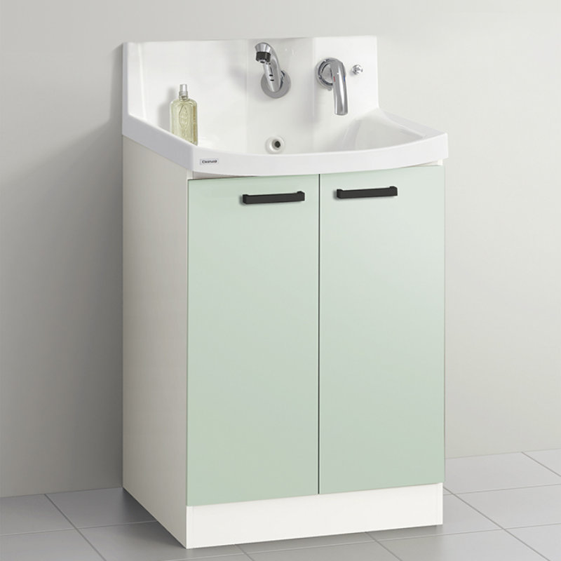 クリナップ　洗面台　ファンシオ　間口６００ｍｍ　高さ８５０ｍｍ　開きタイプ　取手ブラック　扉色スムースミントグリーン　Ｈ６０ＴＮＴＣＷＥＱＳＢＩ