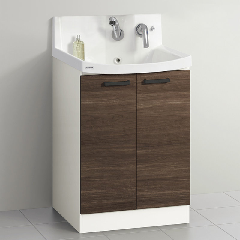 クリナップ　洗面台　ファンシオ　間口６００ｍｍ　高さ８５０ｍｍ　開きタイプ　取手ブラック　扉色バーントウォールナット　Ｈ６０ＴＮＴＣＷＣ３ＬＢＩ