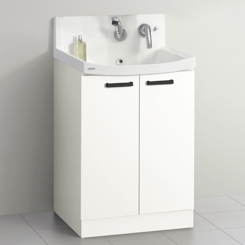 クリナップ　洗面台　ファンシオ　間口６００ｍｍ　高さ８５０ｍｍ　開きタイプ　取手ブラック　扉色モノホワイト　Ｈ６０ＴＮＴＣＷＪＴＳＢＩ