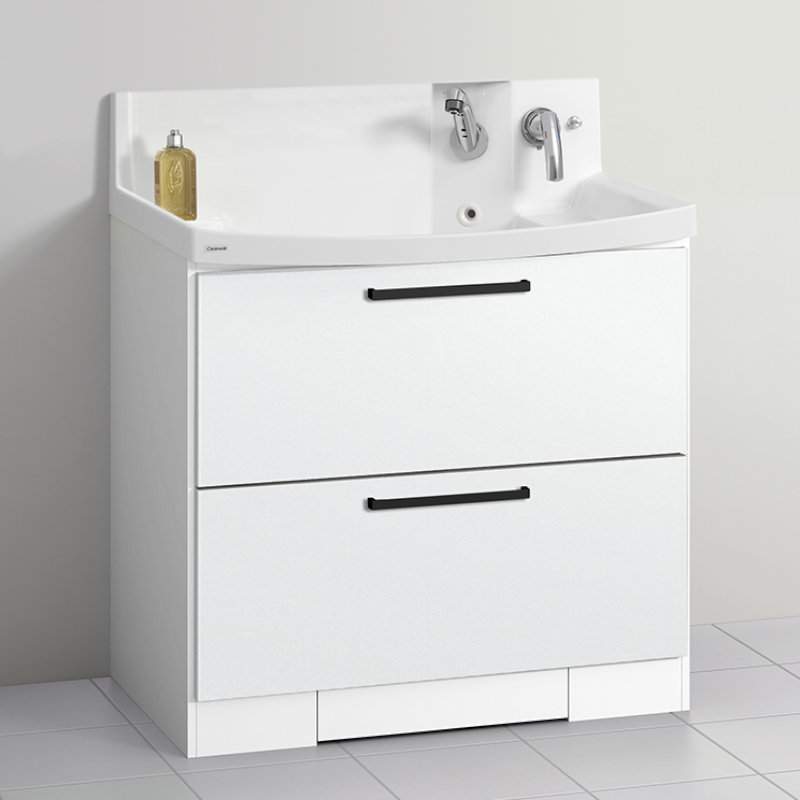 クリナップ　洗面台　ファンシオ　間口９００ｍｍ　高さ８００ｍｍ　オールスライドタイプ　体重計収納付き　寒冷地用　取手ブラック　扉色スムースホワイト　Ｌ９０ＫＷＴＣＷＥＱＴＢＧ