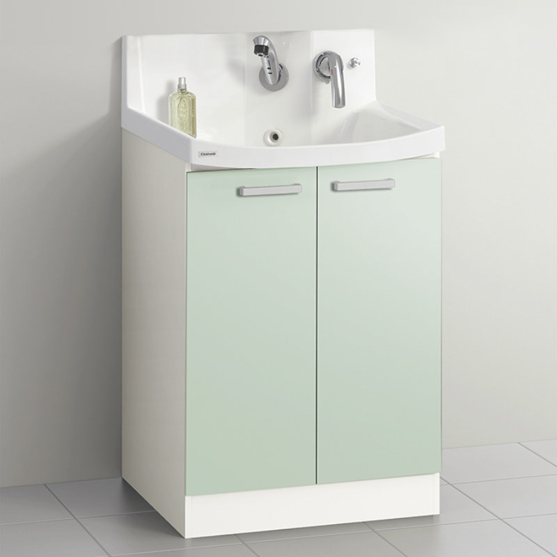 クリナップ　洗面台　ファンシオ　間口６００ｍｍ　高さ８５０ｍｍ　開きタイプ　取手シルバー　扉色スムースミントグリーン　Ｈ６０ＴＮＴＣＷＥＱＳＳＩ