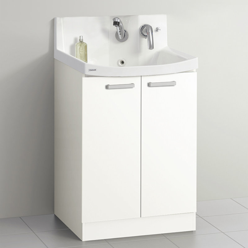 クリナップ　洗面台　ファンシオ　間口６００ｍｍ　高さ８５０ｍｍ　開きタイプ　取手シルバー　扉色モノホワイト　Ｈ６０ＴＮＴＣＷＪＴＳＳＩ