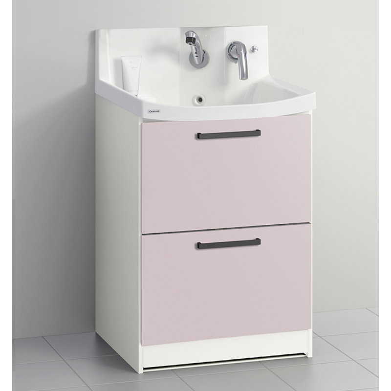 クリナップ　洗面台　ファンシオ　間口６００ｍｍ　高さ８００ｍｍ　オールスライドタイプ　寒冷地用　取手ブラック　扉色スムースロゼ　Ｌ６０ＦＷＴＣＷＥＱＵＢＧ　