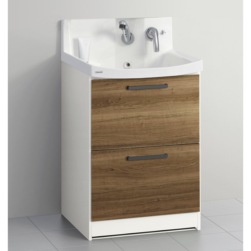 クリナップ　洗面台　ファンシオ　間口６００ｍｍ　高さ８００ｍｍ　オールスライドタイプ　取手ブラック　扉色ブラウンチェリー　Ｌ６０ＦＷＴＣＷＣ３ＢＢＩ