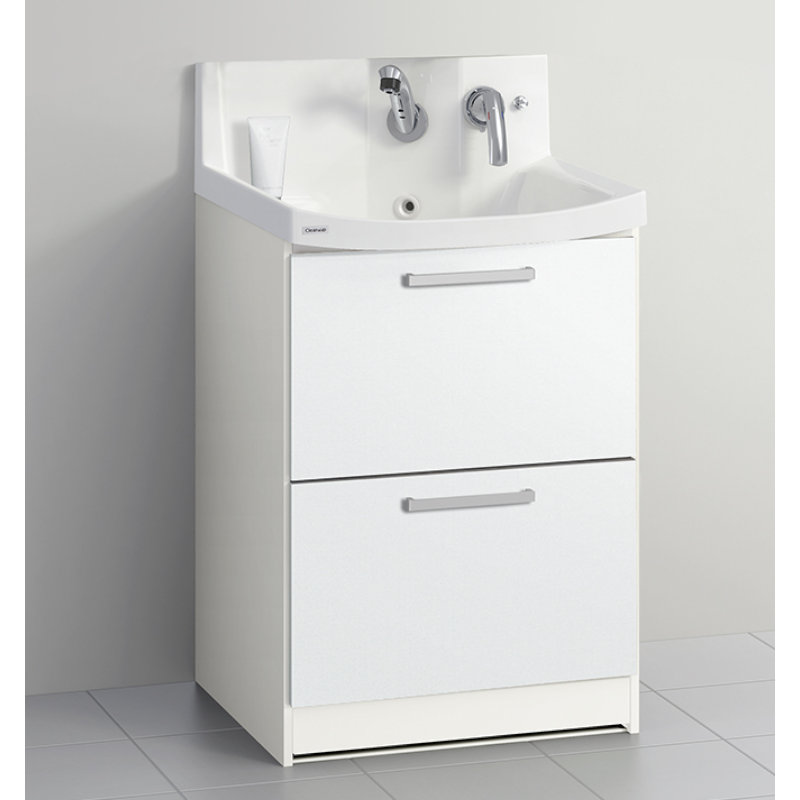 クリナップ　洗面台　ファンシオ　間口６００ｍｍ　高さ８００ｍｍ　オールスライドタイプ　取手シルバー　扉色スムースホワイト　Ｌ６０ＦＷＴＣＷＥＱＴＳＩ