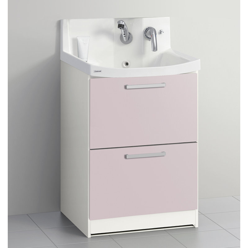 クリナップ　洗面台　ファンシオ　間口６００ｍｍ　高さ８００ｍｍ　オールスライドタイプ　取手シルバー　扉色スムースロゼ　Ｌ６０ＦＷＴＣＷＥＱＵＳＩ