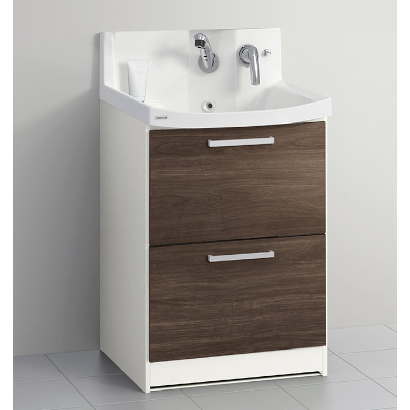 クリナップ　洗面台　ファンシオ　間口６００ｍｍ　高さ８００ｍｍ　オールスライドタイプ　取手シルバー　扉色バーントウォールナット　Ｌ６０ＦＷＴＣＷＣ３ＬＳＩ