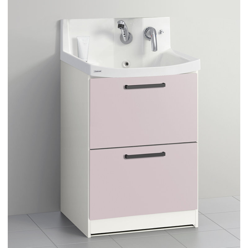 クリナップ　洗面台　ファンシオ　間口６００ｍｍ　高さ８５０ｍｍ　オールスライドタイプ　寒冷地用　取手ブラック　扉色スムースロゼ　Ｈ６０ＦＷＴＣＷＥＱＵＢＧ　