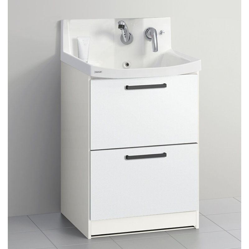 クリナップ　洗面台　ファンシオ　間口６００ｍｍ　高さ８５０ｍｍ　オールスライドタイプ　取手ブラック　扉色スムースホワイト　Ｈ６０ＦＷＴＣＷＥＱＴＢＩ