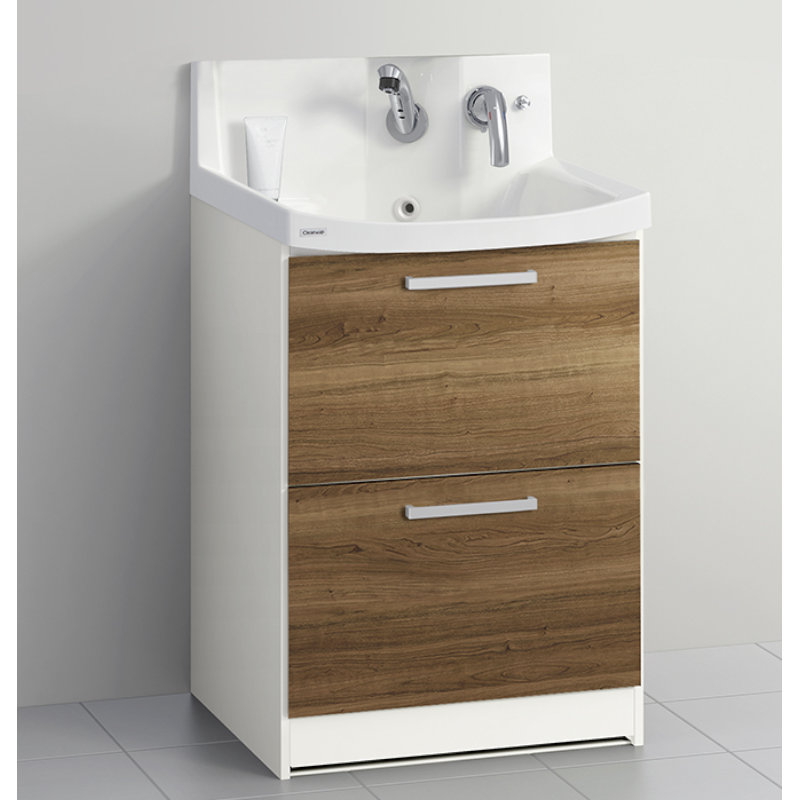 クリナップ　洗面台　ファンシオ　間口６００ｍｍ　高さ８５０ｍｍ　オールスライドタイプ　取手シルバー　扉色ブラウンチェリー　Ｈ６０ＦＷＴＣＷＣ３ＢＳＩ