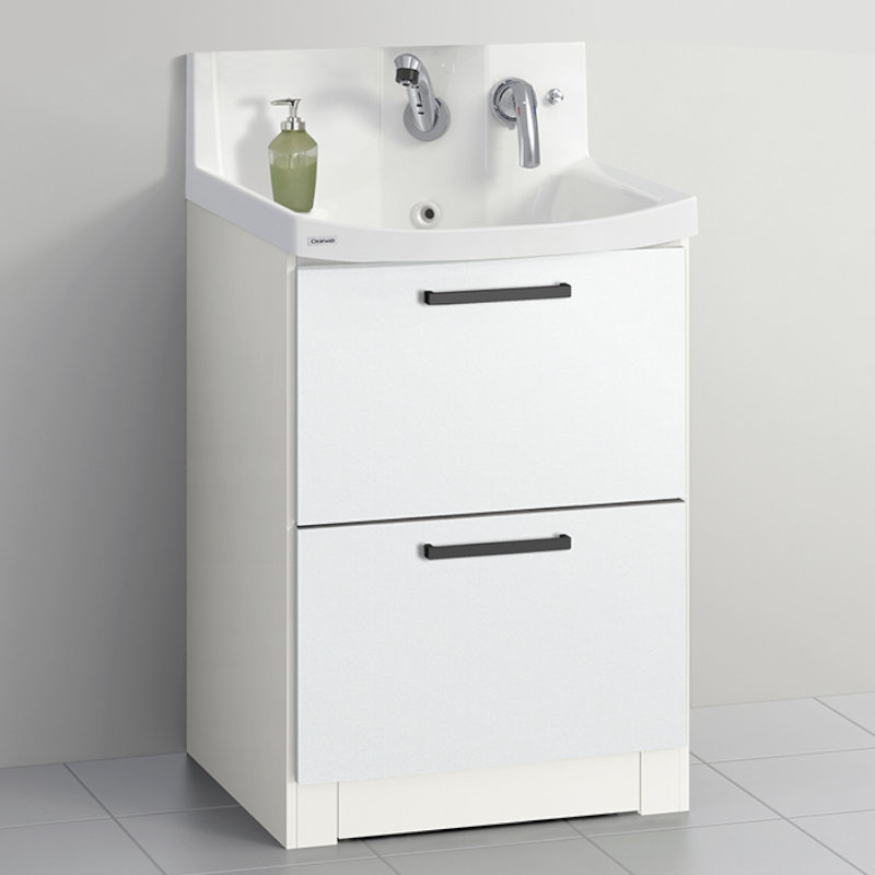 クリナップ　洗面台　ファンシオ　間口６００ｍｍ　高さ８００ｍｍ　オールスライドタイプ　体重計収納付き　取手ブラック　扉色スムースホワイト　Ｌ６０ＫＷＴＣＷＥＱＴＢＩ