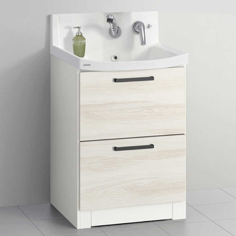 クリナップ　洗面台　ファンシオ　間口６００ｍｍ　高さ８００ｍｍ　オールスライドタイプ　体重計収納付き　取手ブラック　扉色ミルクアッシュ　Ｌ６０ＫＷＴＣＷＥ３ＭＢＩ