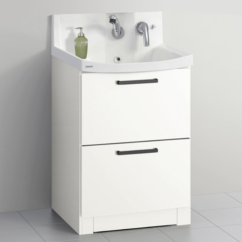 クリナップ　洗面台　ファンシオ　間口６００ｍｍ　高さ８００ｍｍ　オールスライドタイプ　体重計収納付き　取手ブラック　扉色モノホワイト　Ｌ６０ＫＷＴＣＷＪＴＳＢＩ