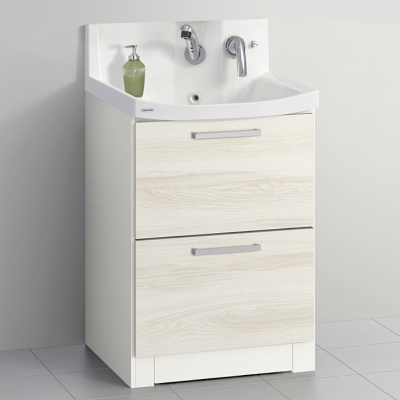 クリナップ　洗面台　ファンシオ　間口６００ｍｍ　高さ８００ｍｍ　オールスライドタイプ　体重計収納付き　寒冷地用　取手シルバー　扉色ミルクアッシュ　Ｌ６０ＫＷＴＣＷＥ３ＭＳＧ　