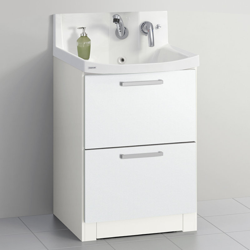 クリナップ　洗面台　ファンシオ　間口６００ｍｍ　高さ８００ｍｍ　オールスライドタイプ　体重計収納付き　取手シルバー　扉色スムースホワイト　Ｌ６０ＫＷＴＣＷＥＱＴＳＩ