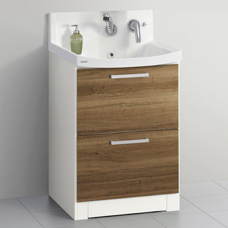 クリナップ　洗面台　ファンシオ　間口６００ｍｍ　高さ８００ｍｍ　オールスライドタイプ　体重計収納付き　取手シルバー　扉色ブラウンチェリー　Ｌ６０ＫＷＴＣＷＣ３ＢＳＩ