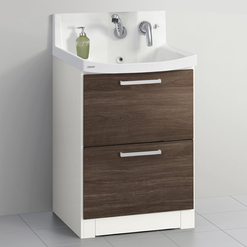 クリナップ　洗面台　ファンシオ　間口６００ｍｍ　高さ８００ｍｍ　オールスライドタイプ　体重計収納付き　取手シルバー　扉色バーントウォールナット　Ｌ６０ＫＷＴＣＷＣ３ＬＳＩ