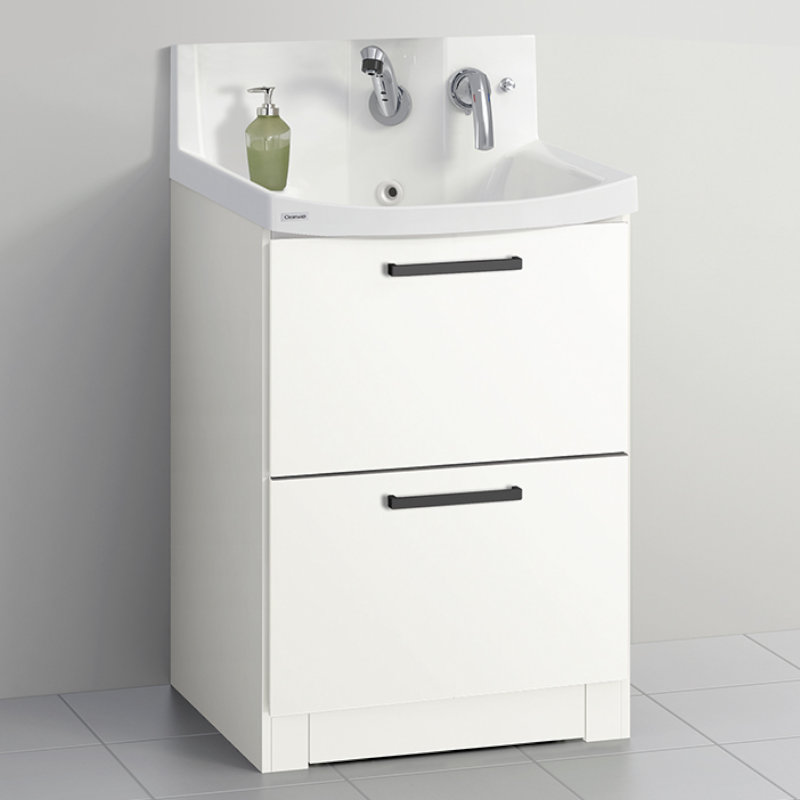 クリナップ　洗面台　ファンシオ　間口６００ｍｍ　高さ８５０ｍｍ　オールスライドタイプ　体重計収納付き　取手ブラック　扉色モノホワイト　Ｈ６０ＫＷＴＣＷＪＴＳＢＩ